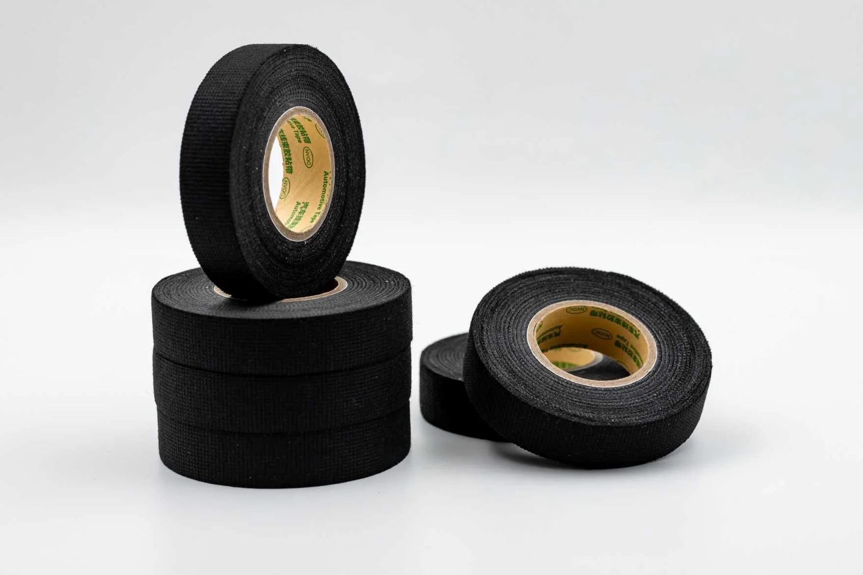Black automotive PVC wire harness tape rolls